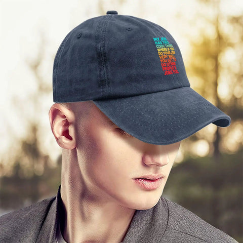 Low Profile Navy Blue Adjustable Baseball Hat For Men Built From Soft Cotton With Breathable Holes All Day Comfort And Classic