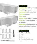 15 Degree Pergola Bracket Kit 4x4 Four Way Right Angle Corner Bracket for Wood Beams with Screws, cold-rolled steel, white, outdoor use.