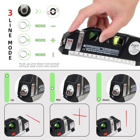 Must Have Laser Level Kit For DIY Pros And Home Renovation, Cross Line Laser With Eight Feet And Two Point Five Meters Reach in use
