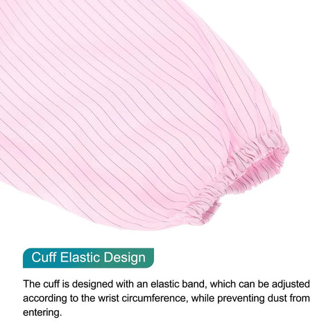 Close-up of the cuff of Skip The Zap When You Rock This Pink Esd Lab Coat Unisex Anti Static Work Jacket.