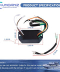 Dimensions of Mercury Switch Box CDI Power Pack for Outboard Motors 4 to 20 HP 2 Cylinder Replacement Fits 110 Series 6222A1
