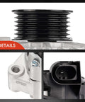 Close-up of component details of Alternator For Ford Fiesta 2011-2019 1.6L DOHC Naturally Aspirated 12V 120A 6-Groove Pulley