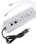 Beefy 150W Waterproof LED Power Supply IP67 85-265V AC to 12V DC Transformer with 3 Prong Plug and Cable, for outdoor lighting use.