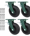 Rig Ready Heavy Duty Casters With Silent Rubber Wheels And Locking Brakes Swivel Plate Mount Ball Bearing Caster Set for Shop Cart