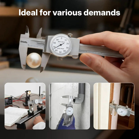 Using 6 Inch Dial Caliper With 0.001 Inch Graduation Precise Inside And Outside Measurement Tool 4 Way Measurement Capabilities Hardened Stainless Steel Caliper for sizing