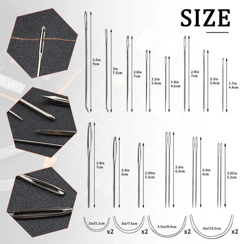 Heavy Duty Upholstery Sewing Kit 38 Piece For DIYers Carpet Canvas And Furniture Repair With 8 Curved Upholstery Needles