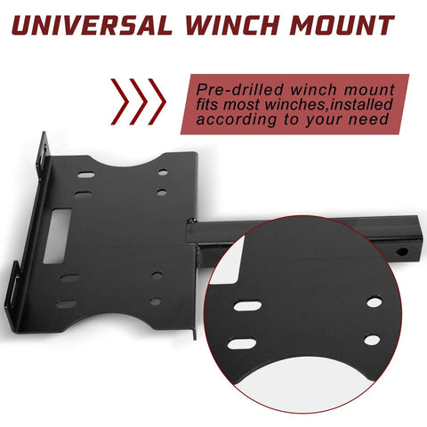 Universal 2 Inch Receiver Winch Mount Plate Beefed Up Heavy Duty Cradle Bracket For ATV UTV SUV Truck Pickup Pre Drilled