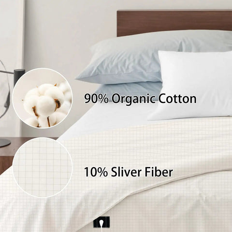Sleep Enhancement Grounding Sheet Set King Size With 10 Percent Silver Fiber For Natural Health And Better Rest 76 by 80 inches