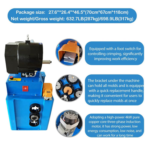 Heavy Duty Vertical Electric Hydraulic Hose Crimping Machine With Rock Solid Alloy Steel Dies And Pro Grade Three Phase Motor for efficient crimping.