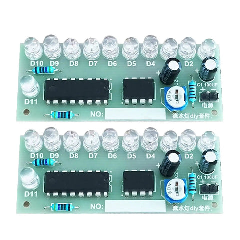 Dual Chip Soldering Kit For Electronics Beginner Noob Friendly Practice Set With NE555 Timer And CD4017 Decade Counter LED