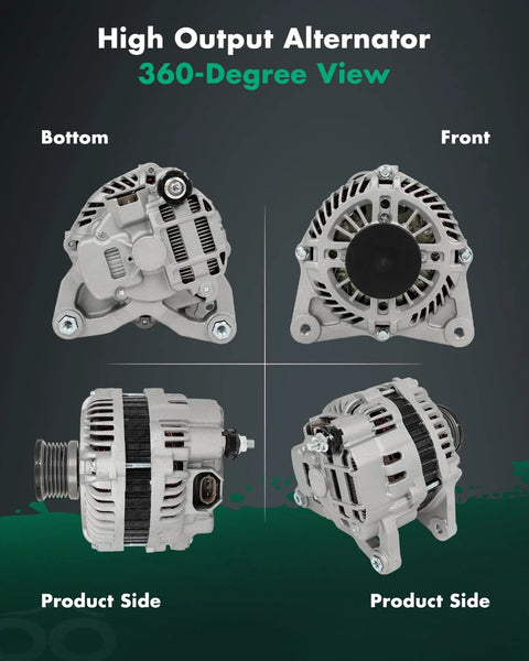 Beefy 100 Amp 12V Alternator Replacement For Nissan NV200 2.0L 2015, Sentra 2.0L 2010-2012, Versa 1.8L 2009-2012, various views