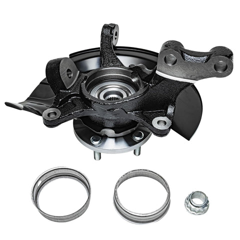 2.4L Front Steering Knuckles For 2004 2005 2006 Toyota Camry USA Built Replacement Kit with Wheel Bearing Hubs shown