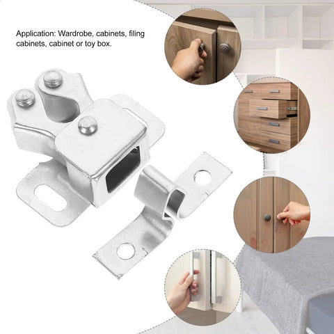 20 Sets Cabinet Door Ball Roller Latch Locks For Wardrobes And Cabinets Iron Material With High Hardness Smooth Silver