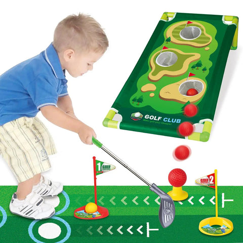 Toddler using Toddler Golf Club Set With Retractable Metal Shaft And Upgraded Grooved Design, Backyard Park Game Playset in Grey Size M