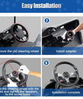 Installation steps for 12.5 Inch Universal Golf Cart Steering Wheel Blue Dope Racing Style Fits EZGO TXT RXV Club Car DS Precedent Yamaha And Most Golf Carts With Adapter Not Included Sold Separately