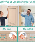 Man and woman demonstrating Sturdy Kid Safe Door Top Lock for 0.8 To 2 Inch Thick Doors, Adjustable Metal Top Lock Two Pack