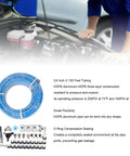 Three Layer HDPE Aluminum Shop Air Line Kit 3 4 Inch By 100 Feet, 200 PSI O Ring Sealed components with mechanic working