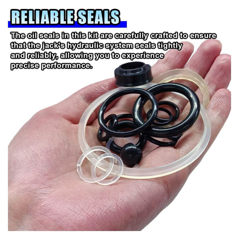 Hand holding 15 Piece 3 Ton Floor Jack Seal Repair Kit DIY Friendly For Horizontal Jacks Complete Hydraulic Oil Seal And O Ring Set