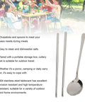 Stainless Steel Travel Utensils Set With Case, Portable Silverware Kit With Chopsticks And Spoon, suitable for outdoor meals