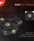 TPS Throttle Position Sensor For Toyota And Pontiac Vehicles With OE Grade Performance Fits 4Runner Celica Corolla Hilux Matrix T100 And Tacoma Models From 1997 To 2006 Easy Install Plug N Play black plastic sensor front view