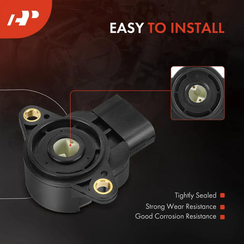 TPS Throttle Position Sensor For Toyota And Pontiac Vehicles With OE Grade Performance Fits 4Runner Celica Corolla Hilux Matrix T100 And Tacoma Models From 1997 To 2006 Easy Install Plug N Play black plastic sensor front view