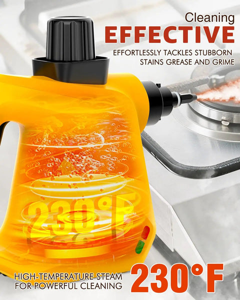 Heavy Duty Handheld Steam Cleaner That Cracks Down On Stubborn Grease And Grime Without Breaking A Sweat fast heat at 230°F.