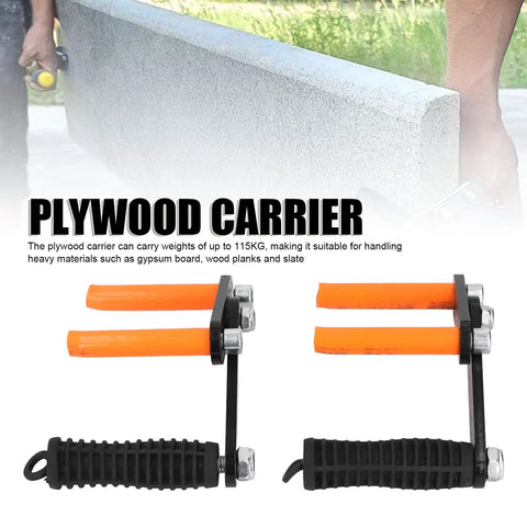 Rock Solid Steel Panel Carriers Two Pack, heavy-duty plywood carrier with orange grips, suitable for drywall, 115 kg capacity.