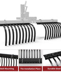 Heavy Duty ATV UTV Landscape Rake Attachment For Yard Cleanup And Land Grading With Rock, Grass Clump, And Debris Removal, Adjustable Width
