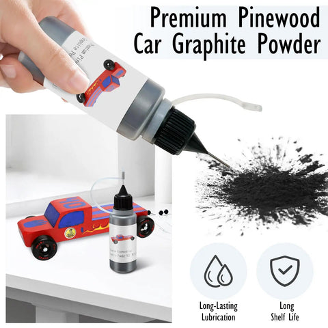 0.5 Oz Graphite Powder Lubricant For Pinewood Derby Cars Dry Lube Reduces Friction On Wheels And Axles, Boosts Speed