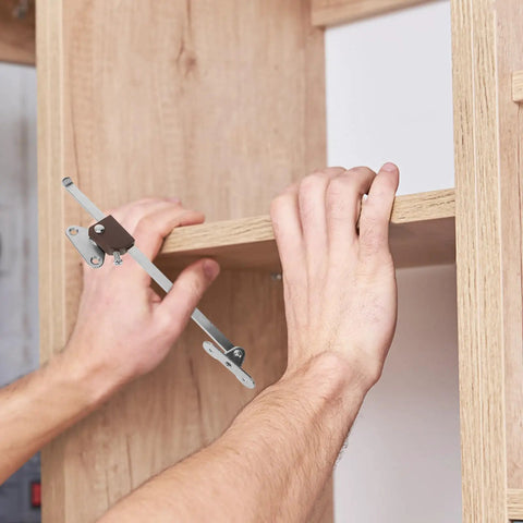 Hands installing Set Of 2 Iron Cabinet Lid Support Hinges With Lift Off Design, Heavy Duty Stability for furniture doors