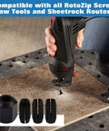 CN1 Replacement Collet And Nut Kit For Spiral Saw And Drywall Cut Out Tools on workbench with drill in use
