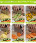 Large Crinkle Cutter For Fries And Veggies With Handle Stainless Steel Wavy Slicer For Potatoes Cucumbers Carrots Chips Ideal For Home Chefs