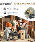 Family woodworking using Pneumatic 18 Gauge Brad Nailer, 3/8 To 1-3/16 Inch Nail Length Range, Safety Finish Nailer