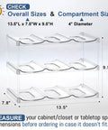 Stackable Water Bottle Organizer Holder For Large Tumblers Fits Big Bottles Three Tier Clear Wine Rack Style Cup Holder, dimensions labeled.