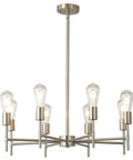 Lit Modern Sputnik Chandelier Light Fixture 6 Light Brushed Brass Pendant Ceiling Light for Dining Room and Living Room Mid Century Style