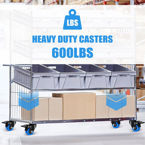 Cart with boxes on 2 Inch Heavy Duty Threaded Stem Caster Wheels Set Of 4 With 3/8-16 Threaded Screws, Dual Locking Swivel Casters, 600 Lb Total