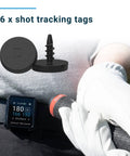 Golfer using GPS Golf Handheld With Shot Tracking Front Middle And Back Green Distances And Hazards, 36,000 Plus Preloaded Courses.