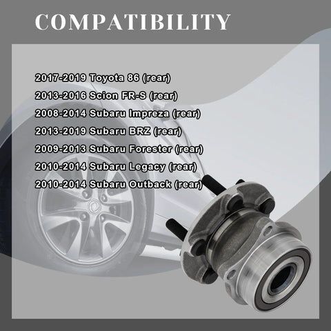 Beefed Up Drop In Rear Wheel Bearing Hubs Assembly For Toyota 86 Scion FRS Subaru Impreza BRZ Forester Legacy Outback 5 Lug