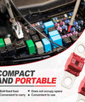 Bolt-on 50A Midi Fuse Kit for Cars, featuring compact design and zinc terminals in a fuse box setup.