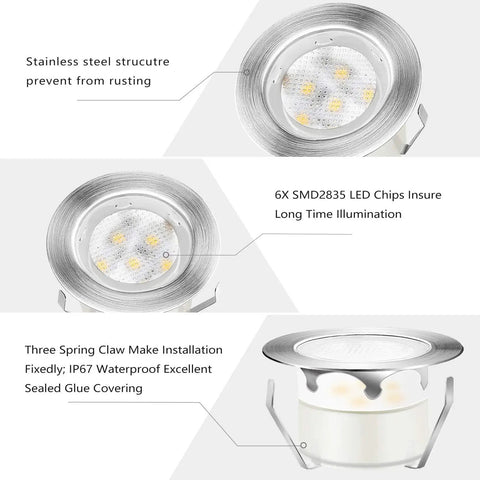 Low Voltage Outdoor Deck Lights Kit In Stainless Steel 1W Pathway And Landscape Lamps Waterproof Yard Garden Patio Step Lights