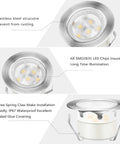 Close-up of Outdoor Low Voltage Deck Lights 20 Piece Set showing stainless steel structure and IP67 waterproof seal