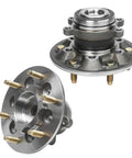 Front Wheel Hub Bearing Kit With Sway Bar Links For 2009 2010 2011 2012 Chevy Colorado And GMC Canyon RWD Front End Replacement Includes Two Hub Bearings And Two Sway Bar Links, showing two hub bearings with bolts in a steel finish.