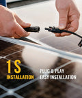 Hands connecting Y Branch Solar Connector Kit for Parallel Panels M FF And F MM Adapters 20A DC1000V on solar panel