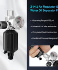 Close-up of air regulator from Pro Grade HVLP Spray Gun Kit With 1.4mm, 1.7mm And 2mm Nozzles, focusing on gauge details.