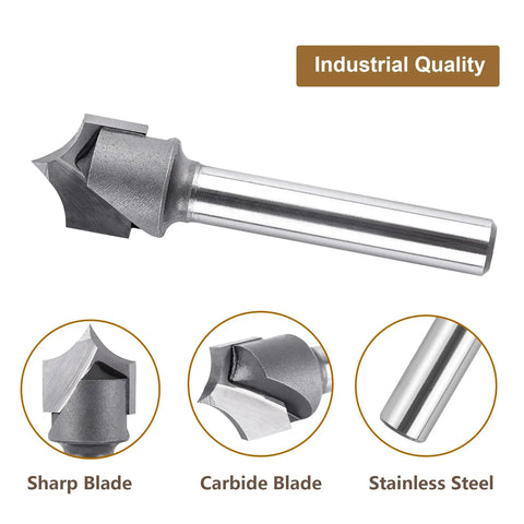 Quarter Inch Shank Roundover Router Bit With Half Inch Cutting Diameter And Quarter Inch Radius Carbide Two Flute Bead Roundover Bit For CNC Woodworking And Carving Pro Grade DIY, industrial quality carbide blade