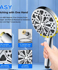 Person holding Magnetic Docking High Pressure Handheld Shower Head With Hard Water Filter, showing 72 Inch Hose and 5 Inch Panel