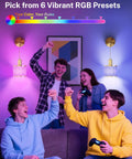 Four friends celebrating with Premium Battery Operated Wall Sconces Set Of Two Wireless Rechargeable Led Lights Nine Color Modes.