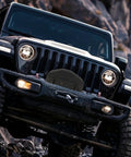 Heavy Duty 900D Waterproof Winch Cover With Top Zipper fits 8000-13500 lbs electric winches on Jeep, providing protection from elements.
