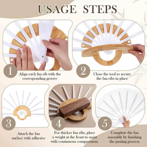 Wooden Fan Assembly Jig For 13-Inch Handheld Fans, Magnetic Clamp Template For DIY Making And Sublimation Crafting steps