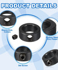 12 Mm Bore Shaft Collar, 19 Mm Outer Diameter, 8 Mm Thick Carbon Steel Wheel Stopper With Set Screw, Includes 2 Hex Wrenches